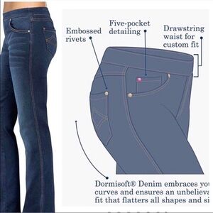 Pajama Jeans bootcut pull up elastic waist, medium wash blue, size S, NWT